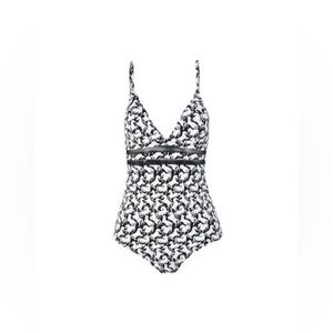 Stella McCartney one piece bathing suit blue white horse print - L